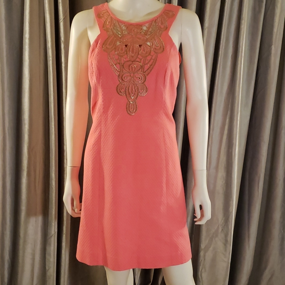 Lilly Pulitzer Pink Gold Threaded Sun Dress